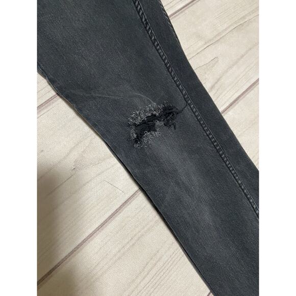 All Saints Jeans Men 34x31.5 Messier Cigarette Skinny Black Denim Button Fly - Picture 7 of 12